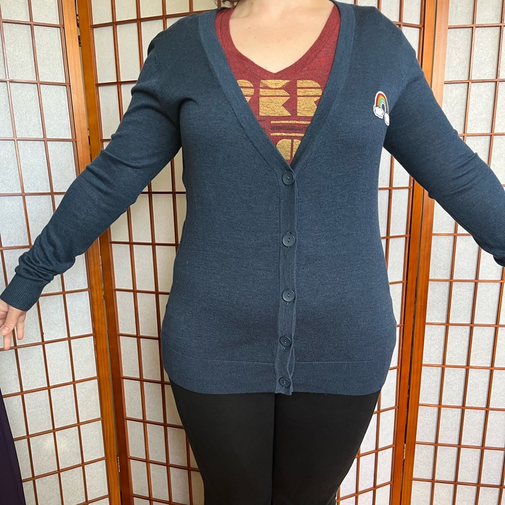 NWT Forever 21+ Navy Rainbow Cardigan